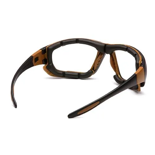 Carhartt Carthage Safety Glasses - Clear Anti-Fog Lens with Black-Tan Frame