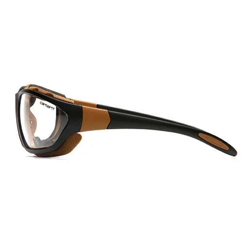 Carhartt Carthage Safety Glasses - Clear Anti-Fog Lens with Black-Tan Frame