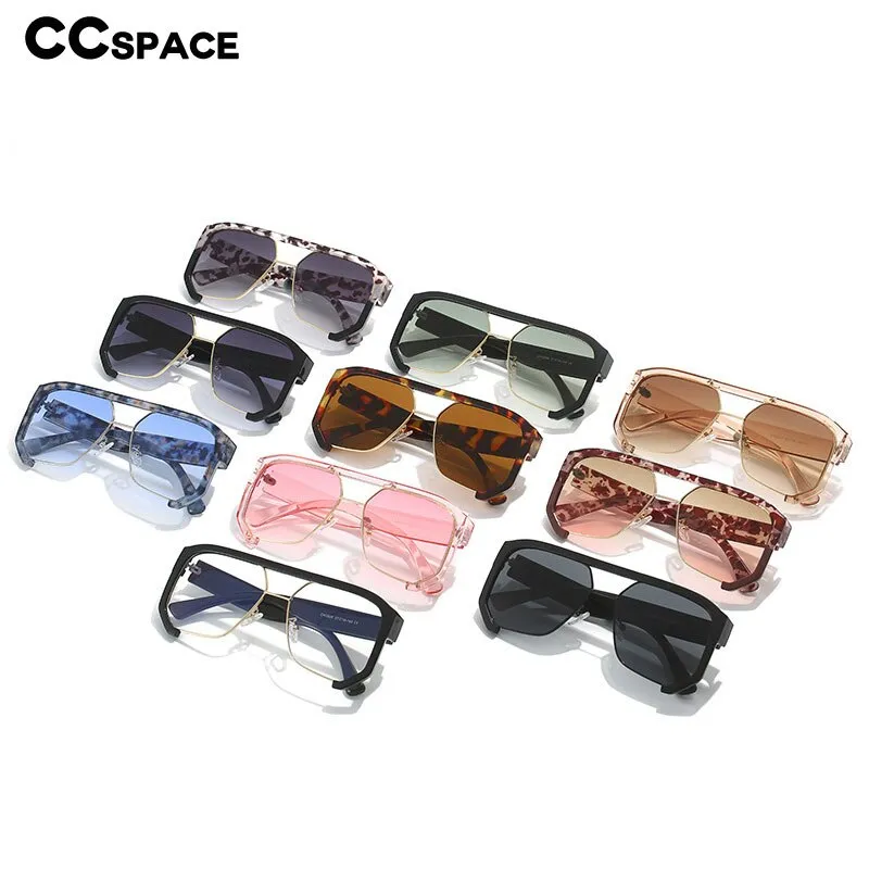 CCspace Unisex Semi Rim Square Tr 90 UV400 Sunglasses 56217