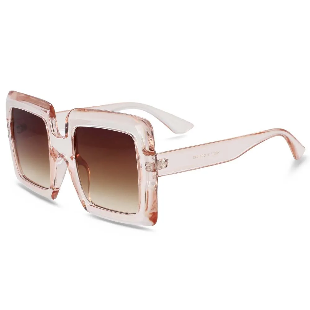 CCspace Women's Full Rim Oversized Square Resin Frame Sunglasses 54244