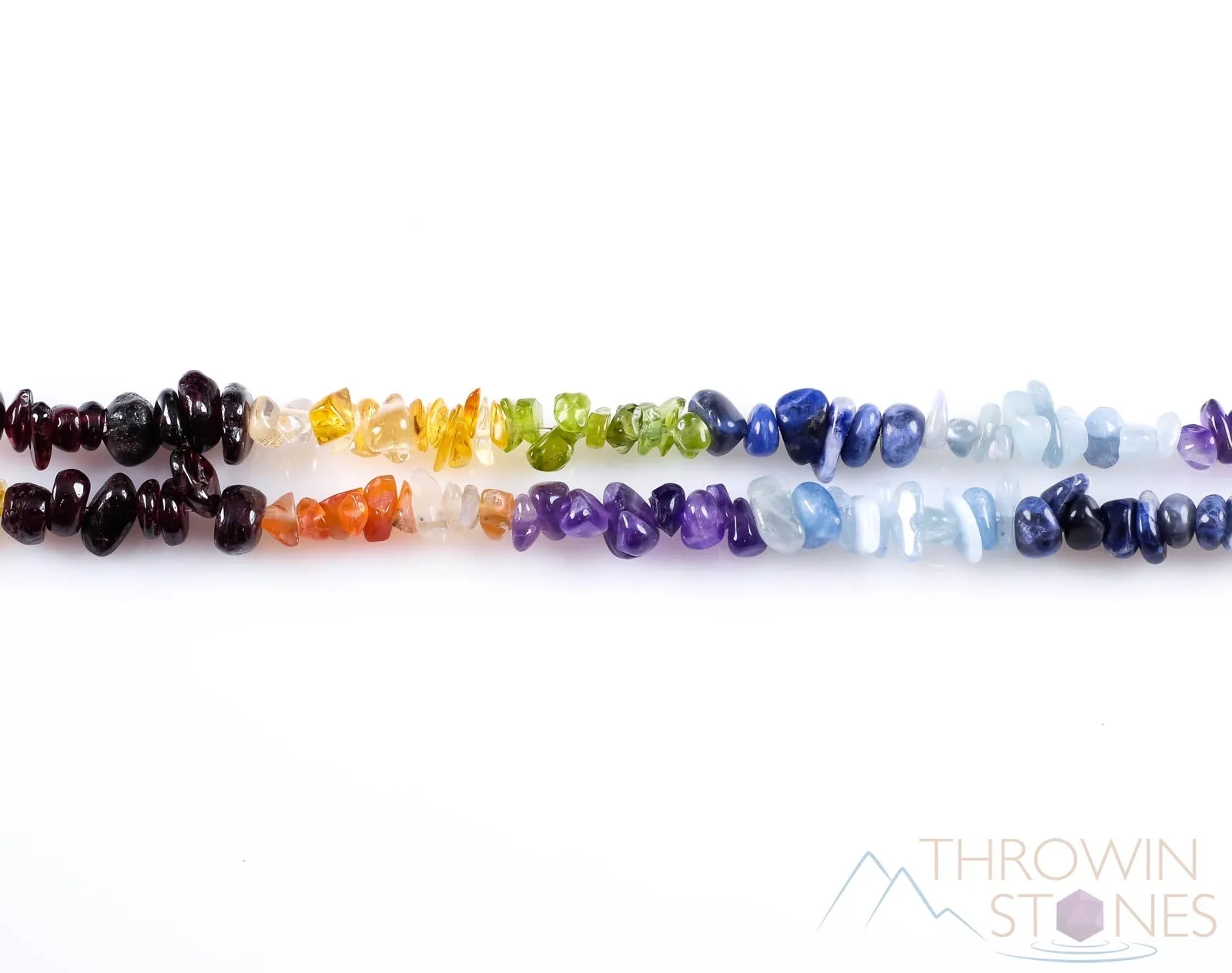 CHAKRA Crystal Necklace - Chip Beads - Long Crystal Necklace, Beaded Necklace, Handmade Jewelry,  E0810