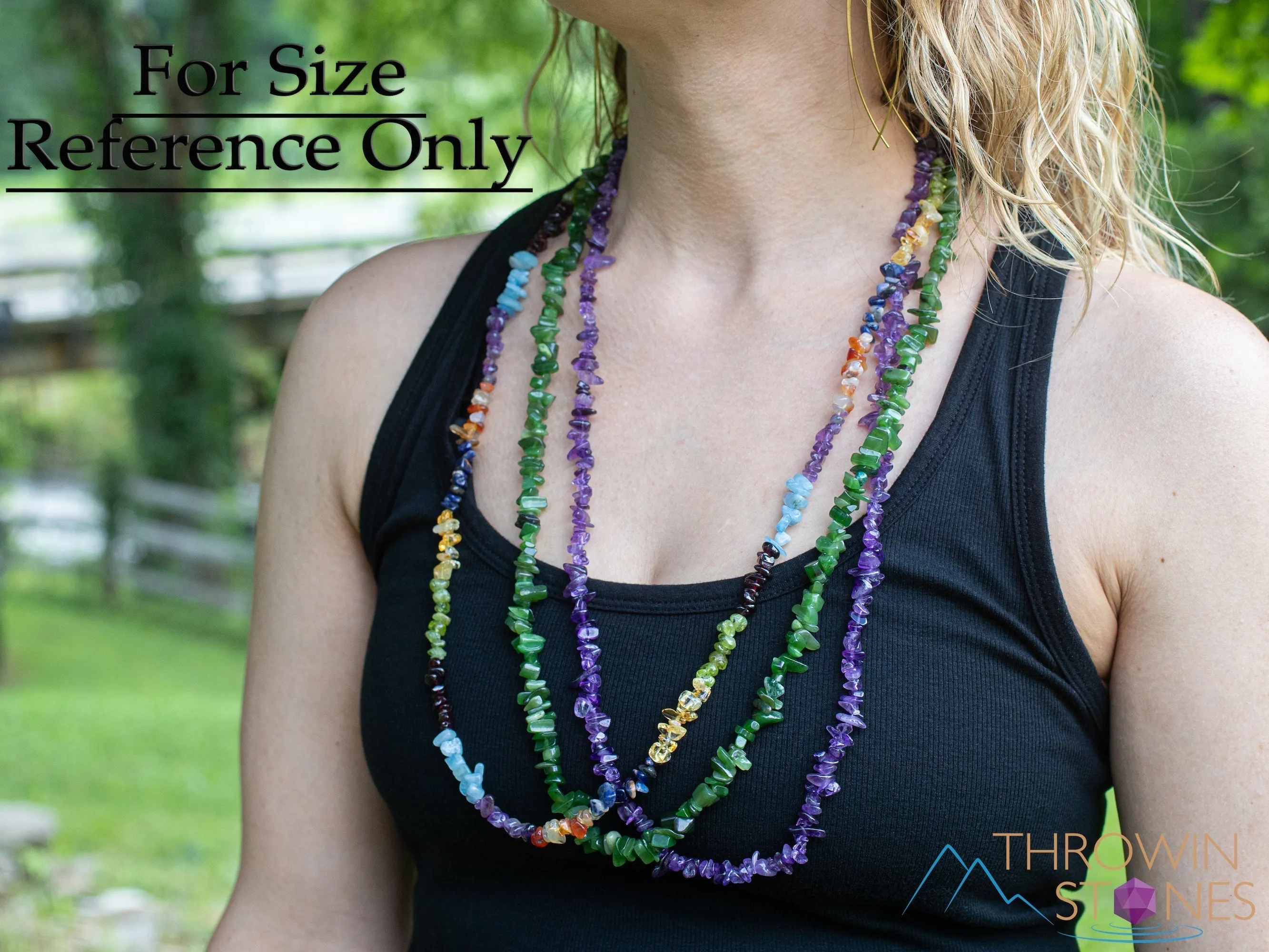 CHAKRA Crystal Necklace - Chip Beads - Long Crystal Necklace, Beaded Necklace, Handmade Jewelry,  E0810