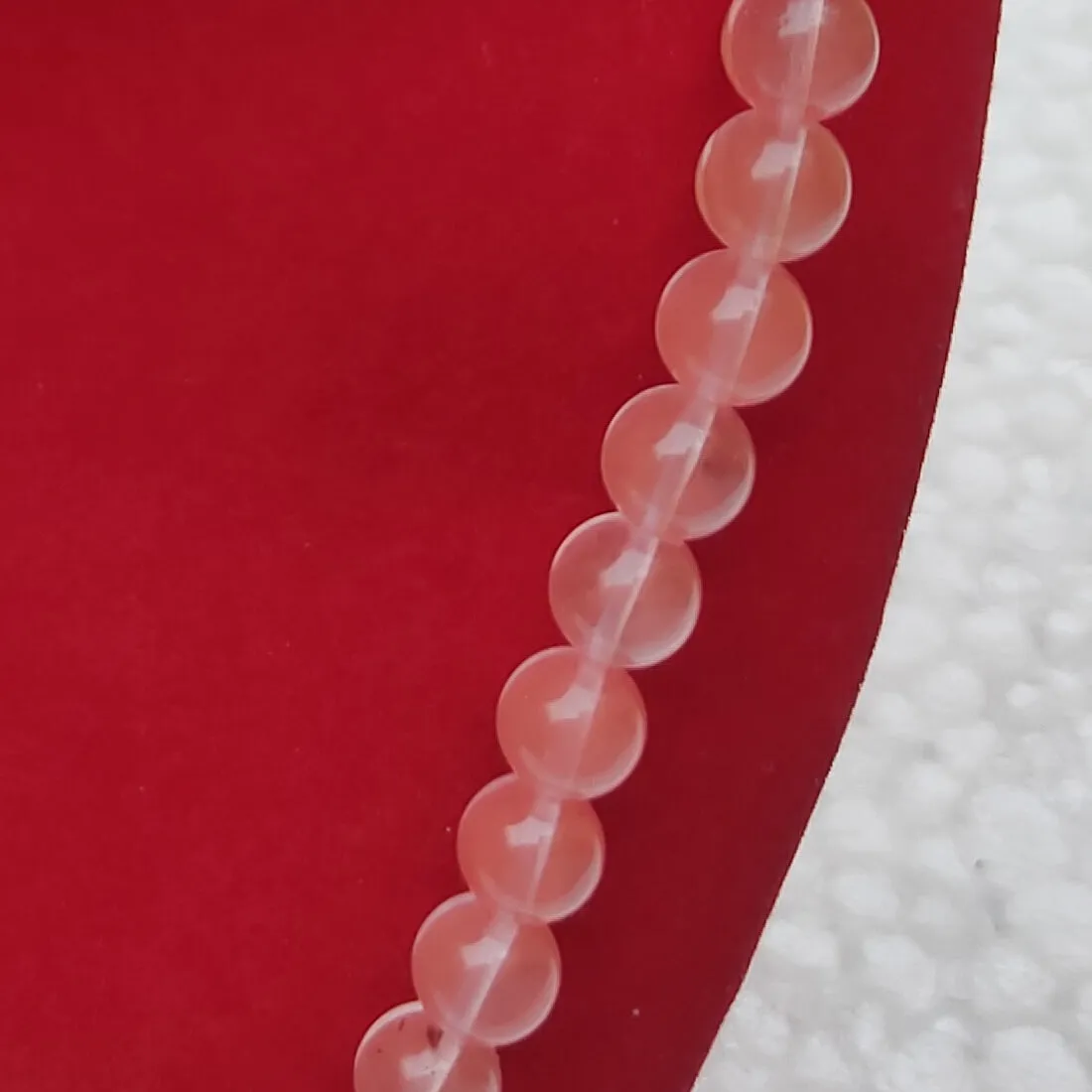 Cherry Quartz Crystal Round Beads Necklace 15 Inches 8mm Beads Semi precious Mala