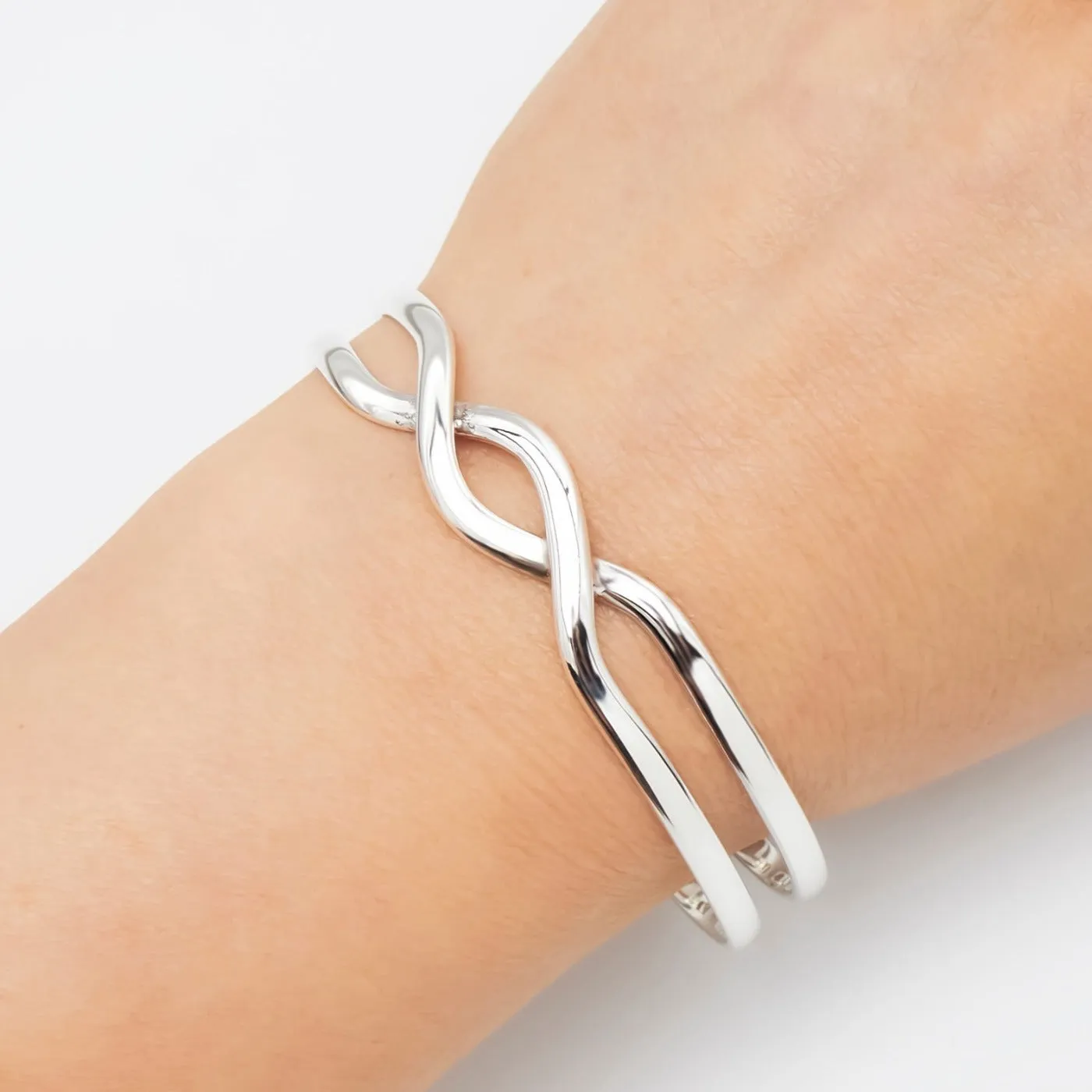 Classic 925 Sterling Silver Bangle Bracelet for Women and Girls - Adjustable