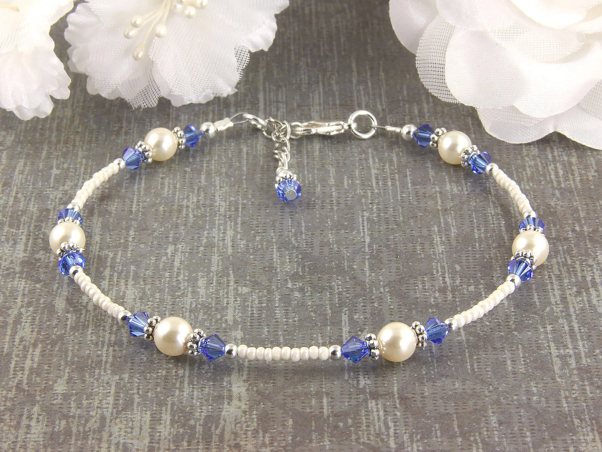 Classic - Fashion Something Blue Wedding Sapphire Heart Anklets