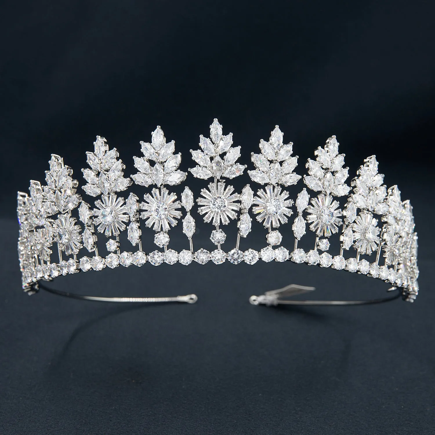 Classic Zirconia Wedding Tiara,Women's Crystal Big Tiara for Bride,Prom,Party Head Accessories GS0050