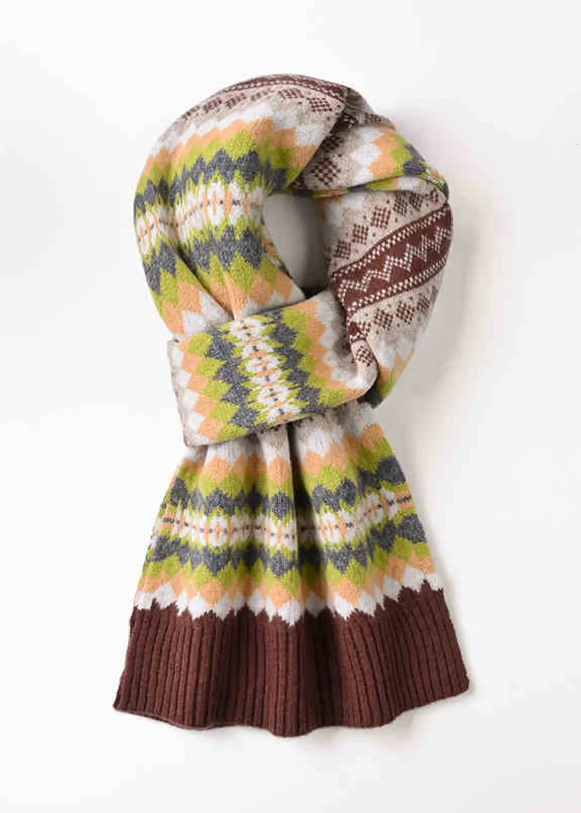 Colorblock Pure Wool Long Scarf