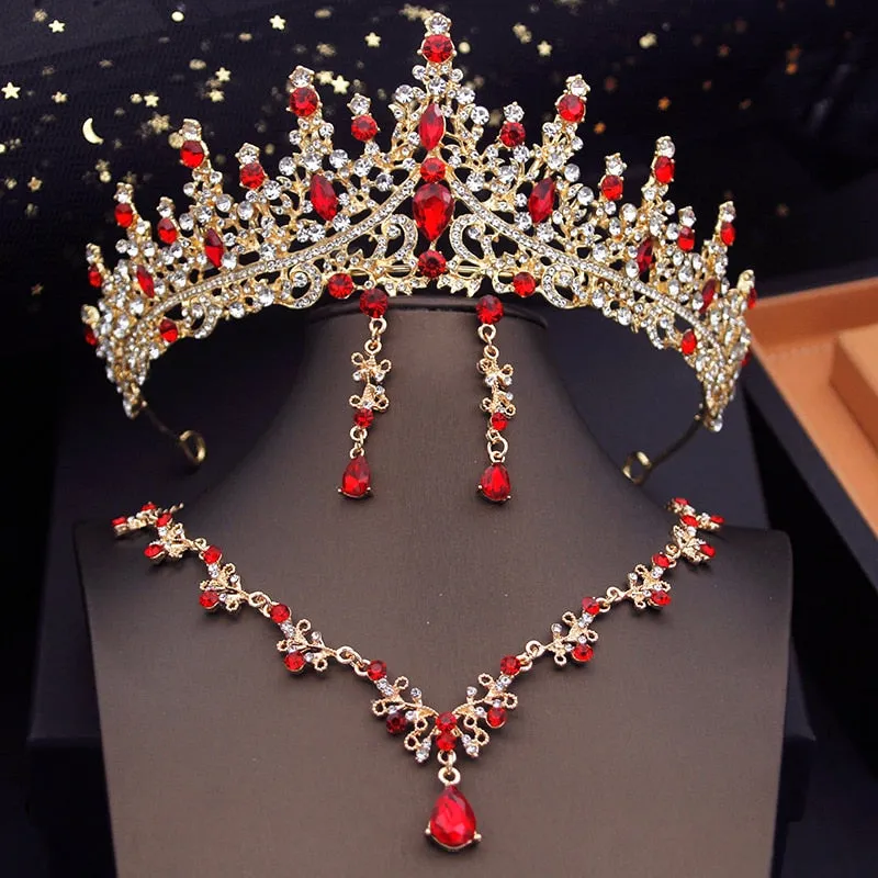 Crown Bridal Sets for Women Necklace Tiara Earrings Jewelry Accessories