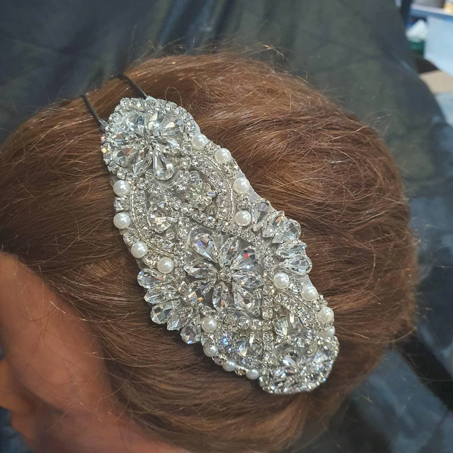 Crystal and Pearl tiara , side hair piece by Crystal wedding uk