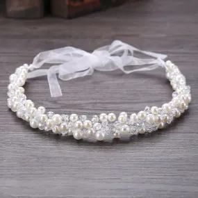 Crystal Bridal Headband Tiara Crown Wedding Hair Accessories Elegant Headpiece Pearls Hair Jewelry