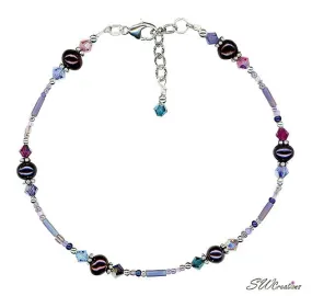 Crystal Purple Pearl Beaded Anklet