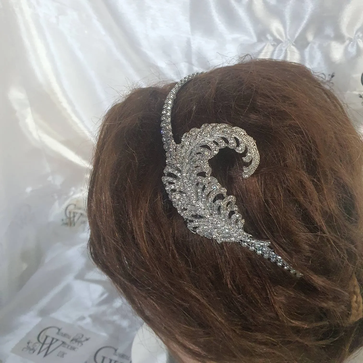 Crystal Vintage style 'Feather'  Wedding Hairband   Bridesmaid  hairpiece. Great Gatsby Vintage Glam Art Deco by Crystal wedding uk