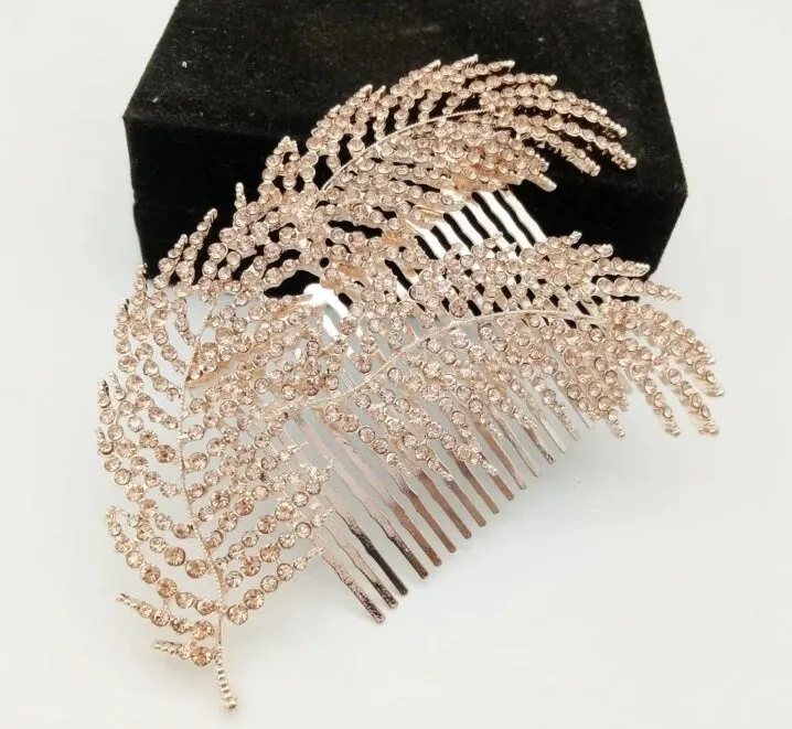 Crystal Vintage style 'Feathers'  Wedding Hair Slide Bride  hair clip Great Gatsby Vintage Glam Art Deco