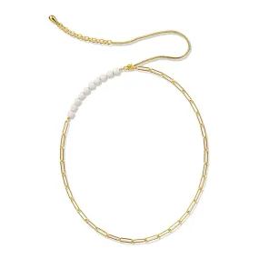 Cuban Pearl Paperclip Necklace in Gold