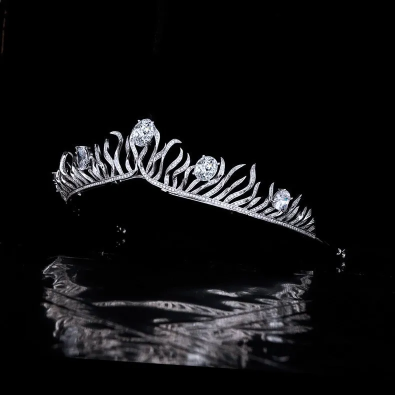 Cubic Zircon Wedding Tiara,Crystal Bride Tiaras for Bride,Prom,Party Head Accessories, Gatherings Hair Accessories for Women