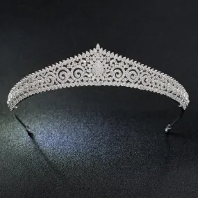 Cubic Zirconia Flower Tiara Crown Bride Wedding Hair Accessories S17803