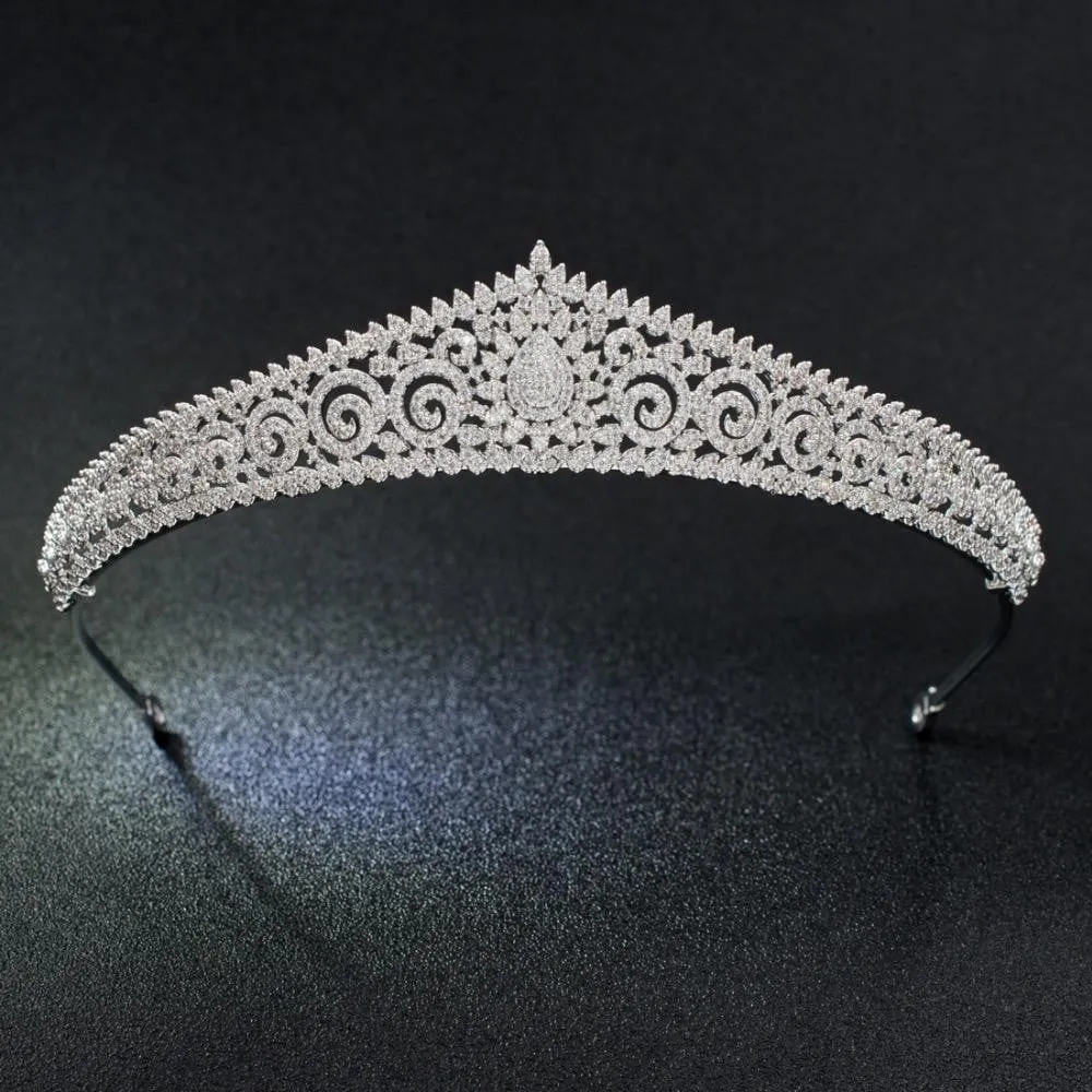 Cubic Zirconia Flower Tiara Crown Bride Wedding Hair Accessories S17803