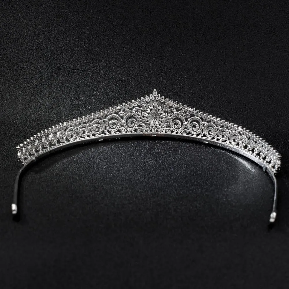 Cubic Zirconia Flower Tiara Crown Bride Wedding Hair Accessories S17803