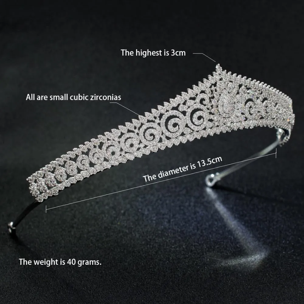 Cubic Zirconia Flower Tiara Crown Bride Wedding Hair Accessories S17803