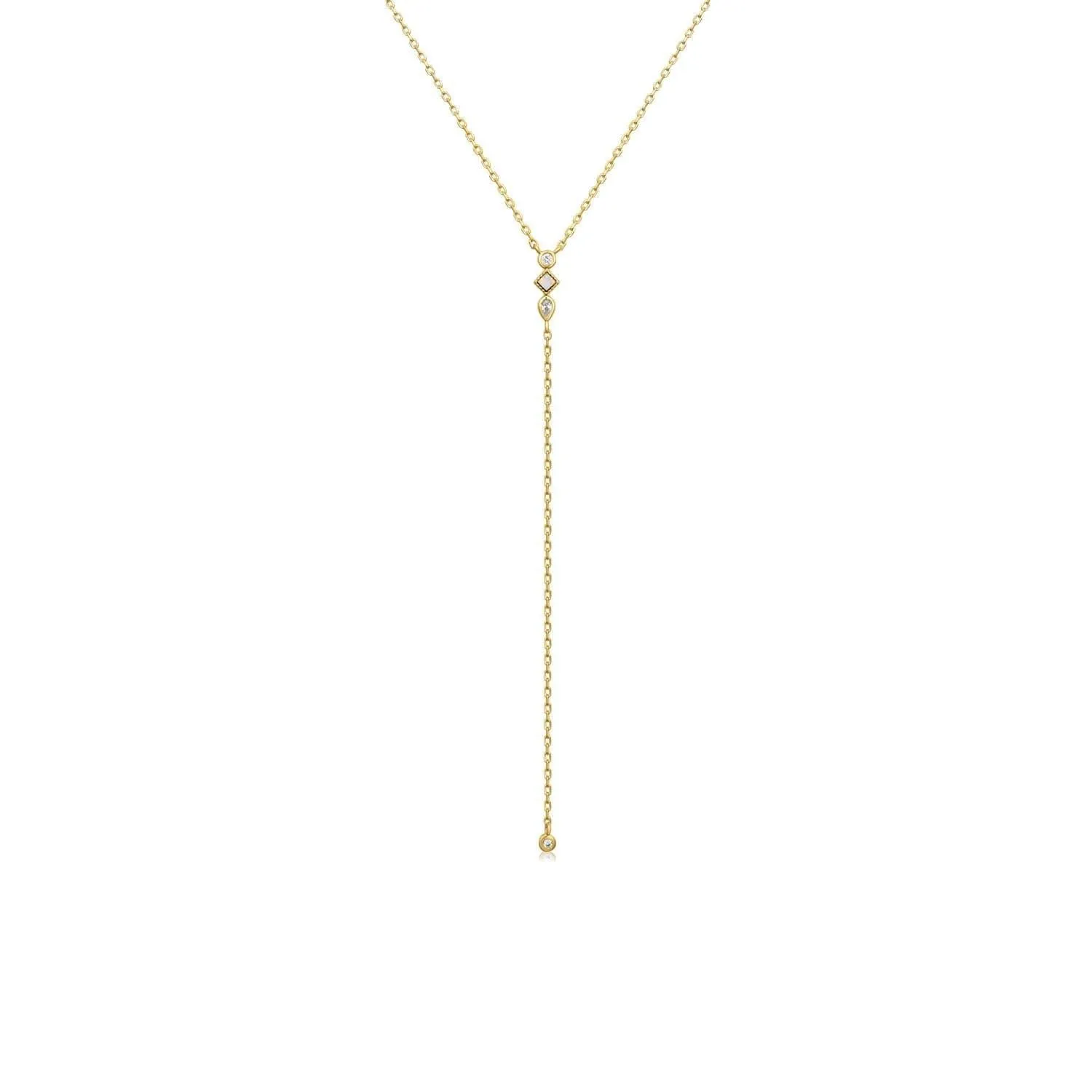 Cz & Opal Thin Chain Lariat