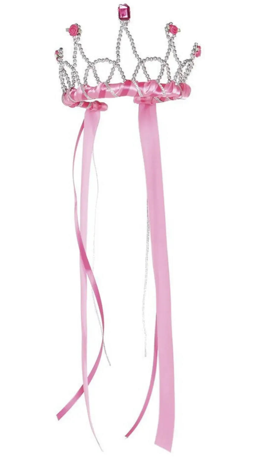 Dark Pink Ribbon Tiara