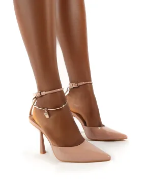 Decision Nude Patent Anklet Detail Court Heels