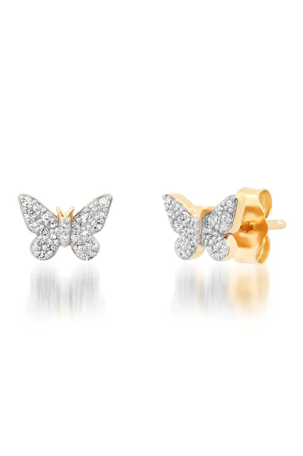 Diamond Butterfly Studs