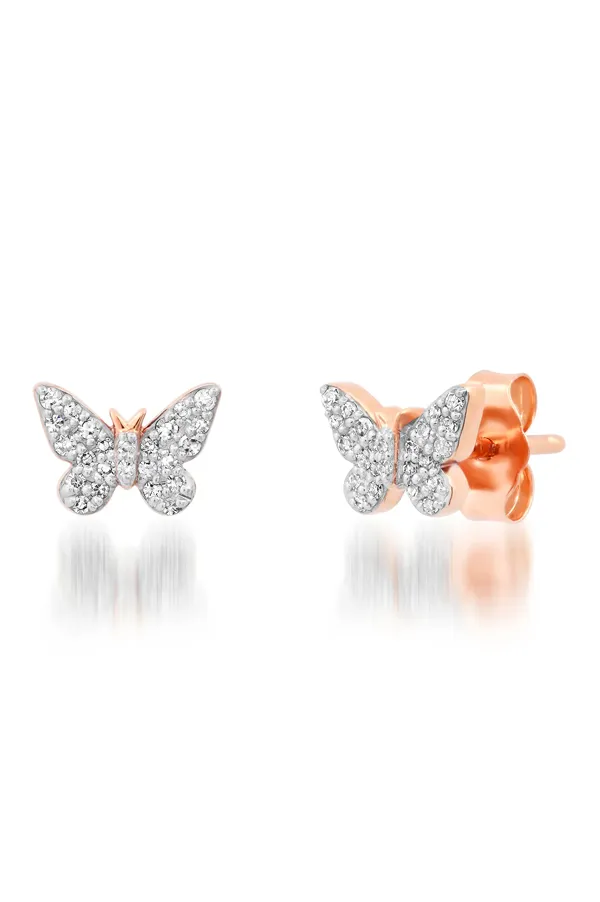 Diamond Butterfly Studs