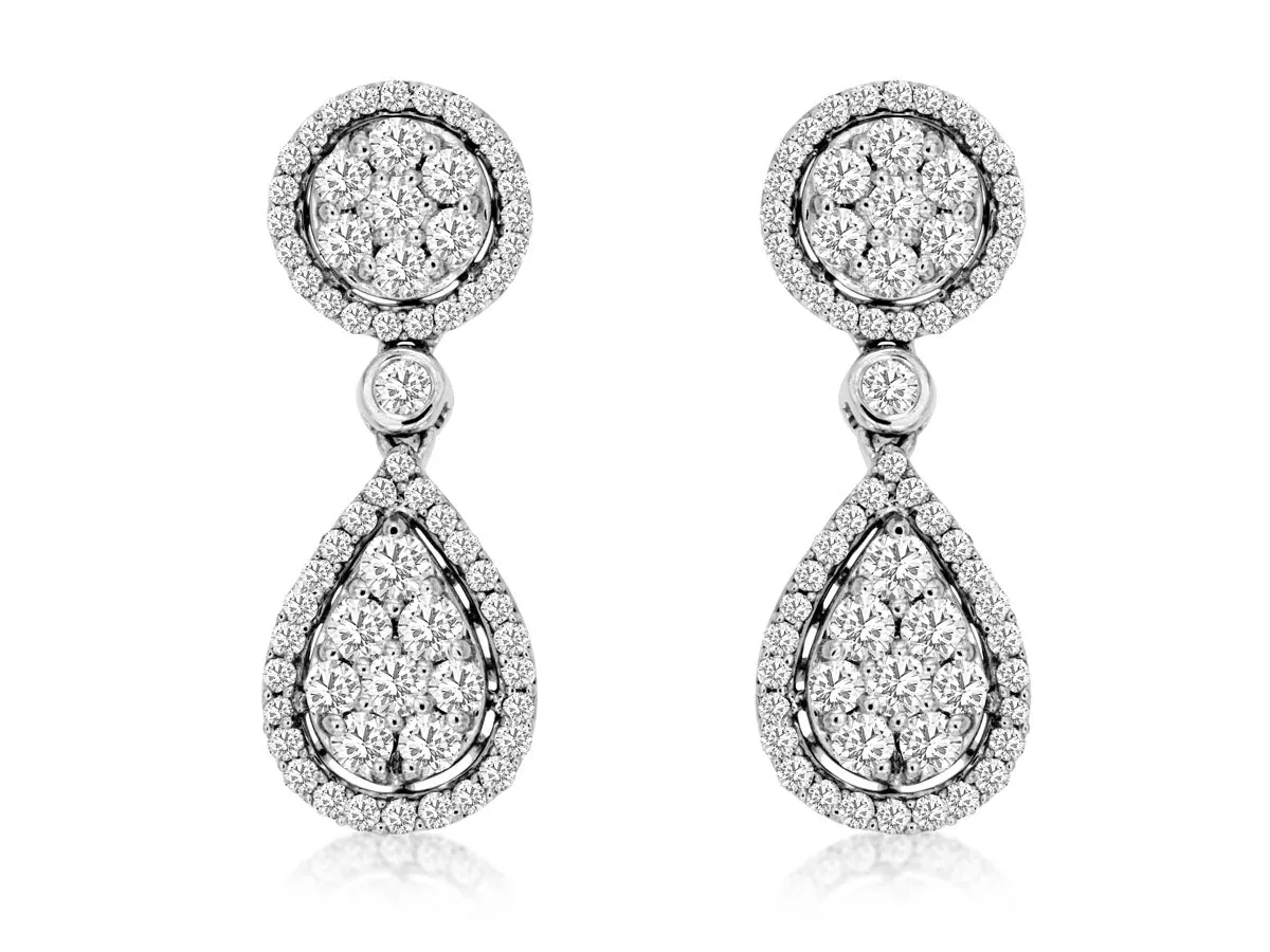 Diamond Cluster Dangle Earrings