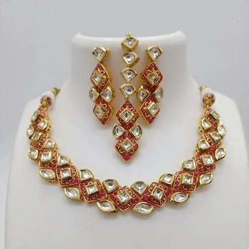 Diamond Cut Meena Necklace Set