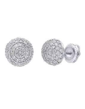 Diamond Earrings - 10ct White Gold Diamond Set Dome Stud Earrings -784189