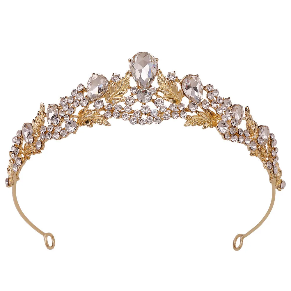 Diamond New Korean Bridal Headdress Alloy Rhinestone Leaves Small Crown Wedding Dress Accessories Hair Accessories