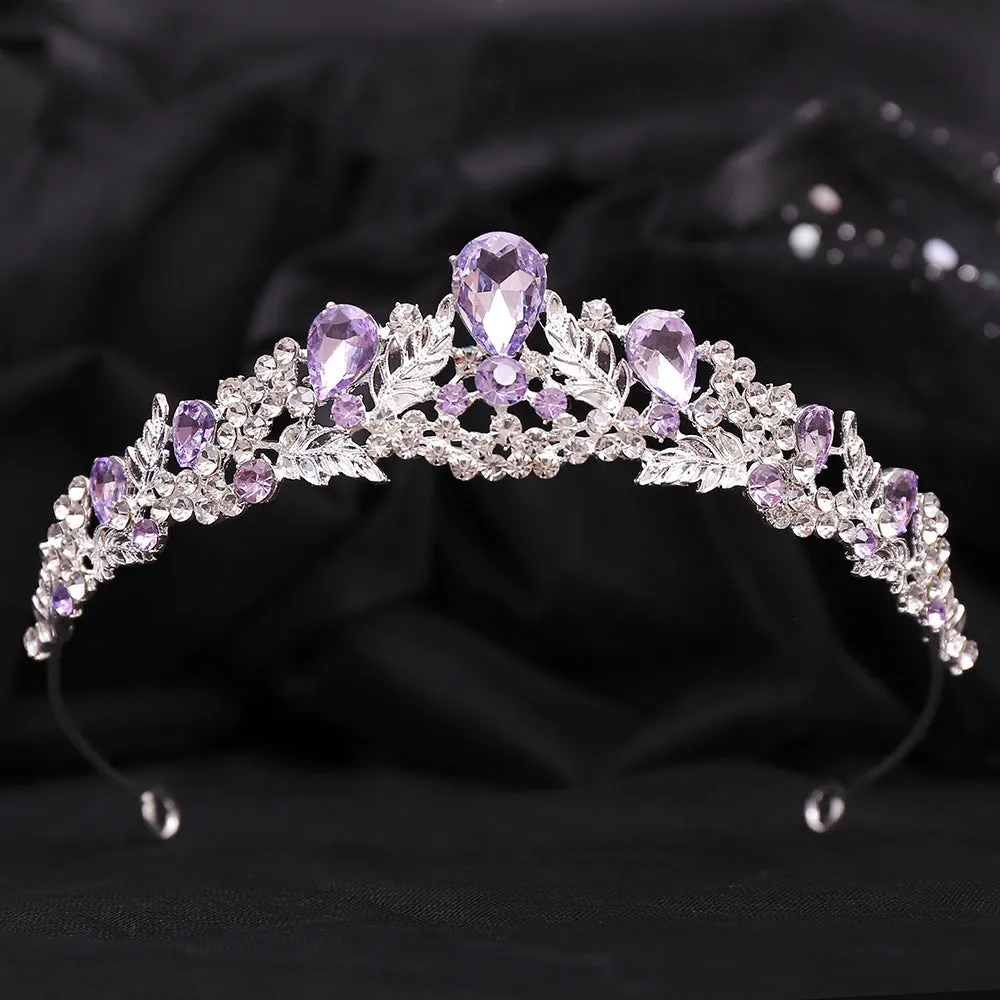 Diamond New Korean Bridal Headdress Alloy Rhinestone Leaves Small Crown Wedding Dress Accessories Hair Accessories