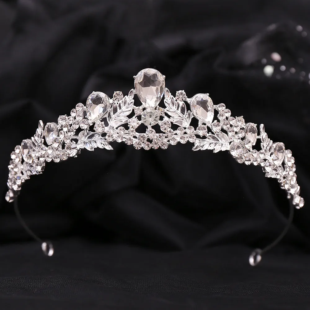 Diamond New Korean Bridal Headdress Alloy Rhinestone Leaves Small Crown Wedding Dress Accessories Hair Accessories