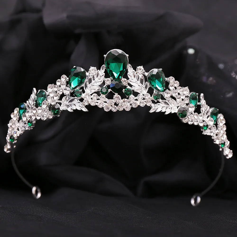 Diamond New Korean Bridal Headdress Alloy Rhinestone Leaves Small Crown Wedding Dress Accessories Hair Accessories