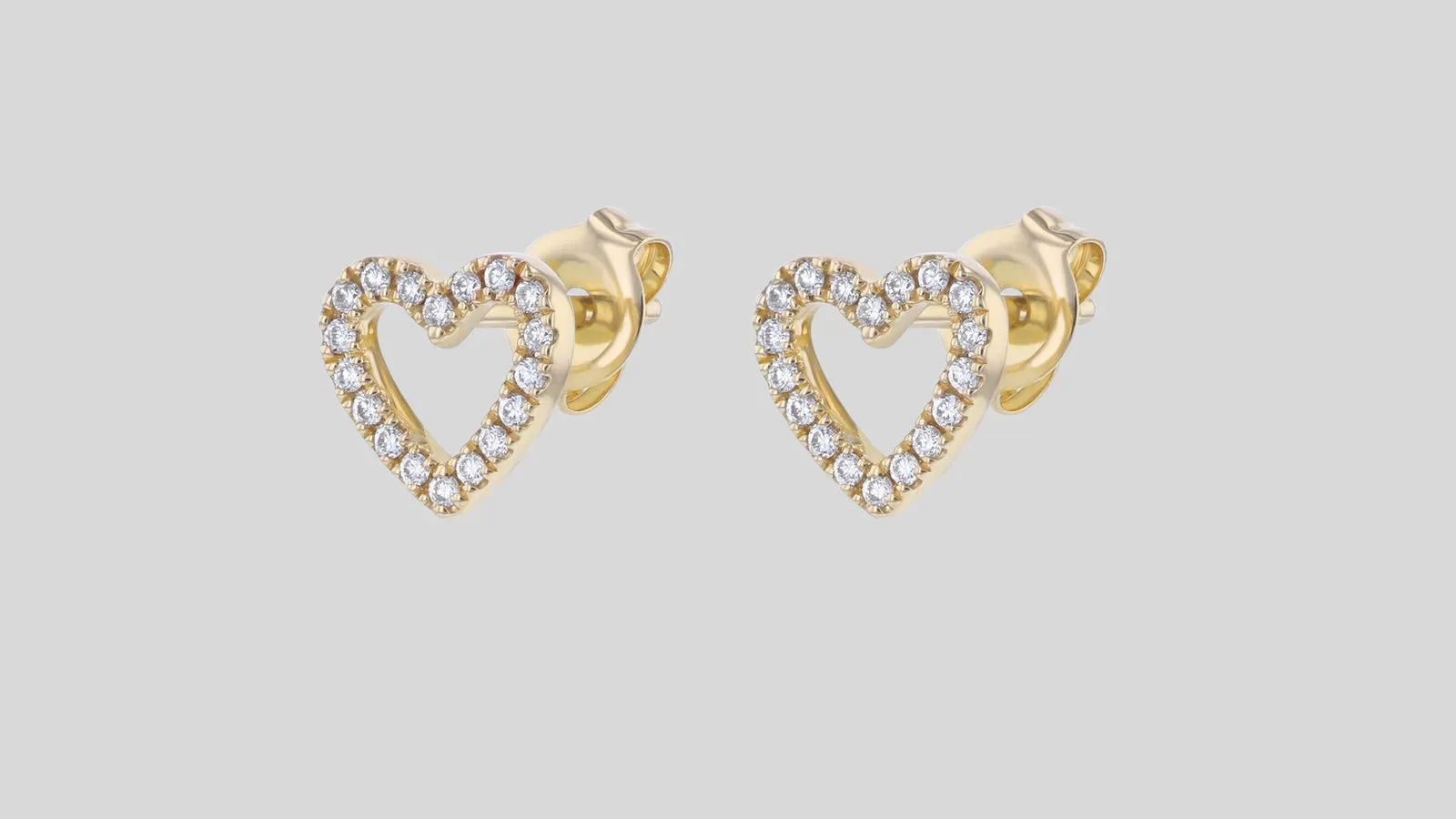 Diamond Open Heart Stud Earrings