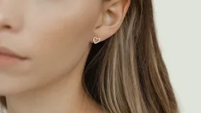 Diamond Open Heart Stud Earrings