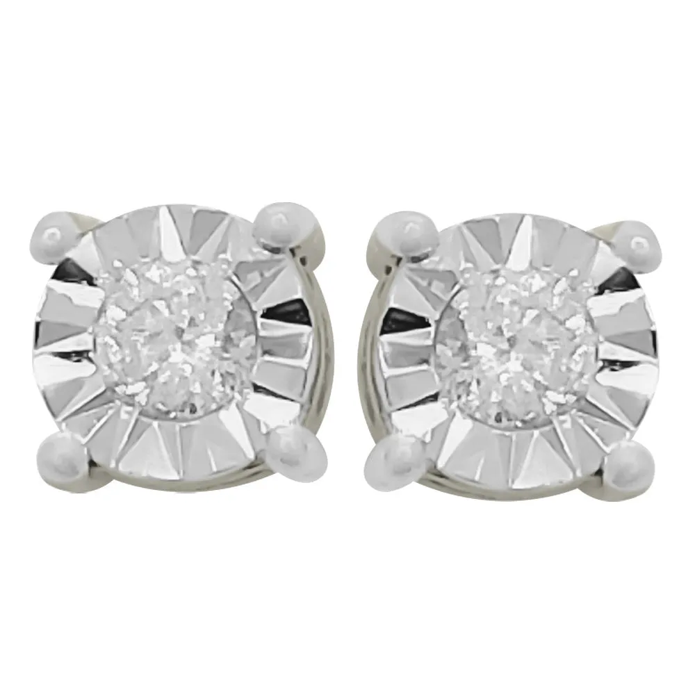 Diamond Stud Earrings Miracle Setting 10K White or Yellow Gold