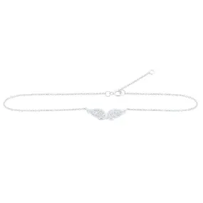 Diamond Wings Anklet Bracelet Ankle 10k White Gold 9"