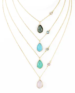 Double Teardrop Pendant Necklace in Trendy Colors