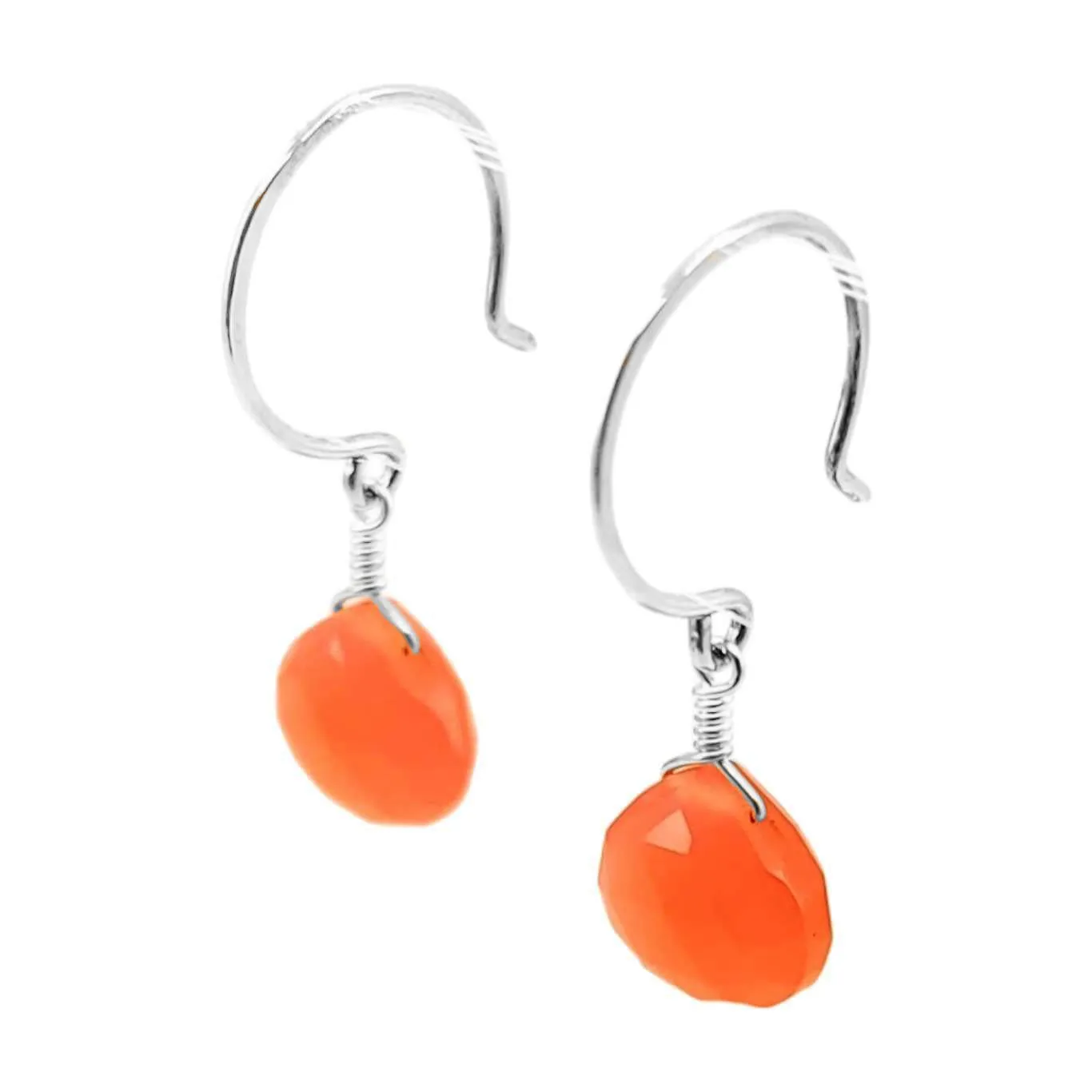 Earrings - Ruby Chalcedony (Orange) Gemstone Drops Sterling by Foamy Wader