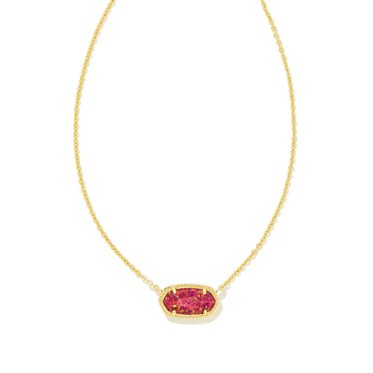 Elisa Gold Pendant Necklace in Berry Kyocera Opal