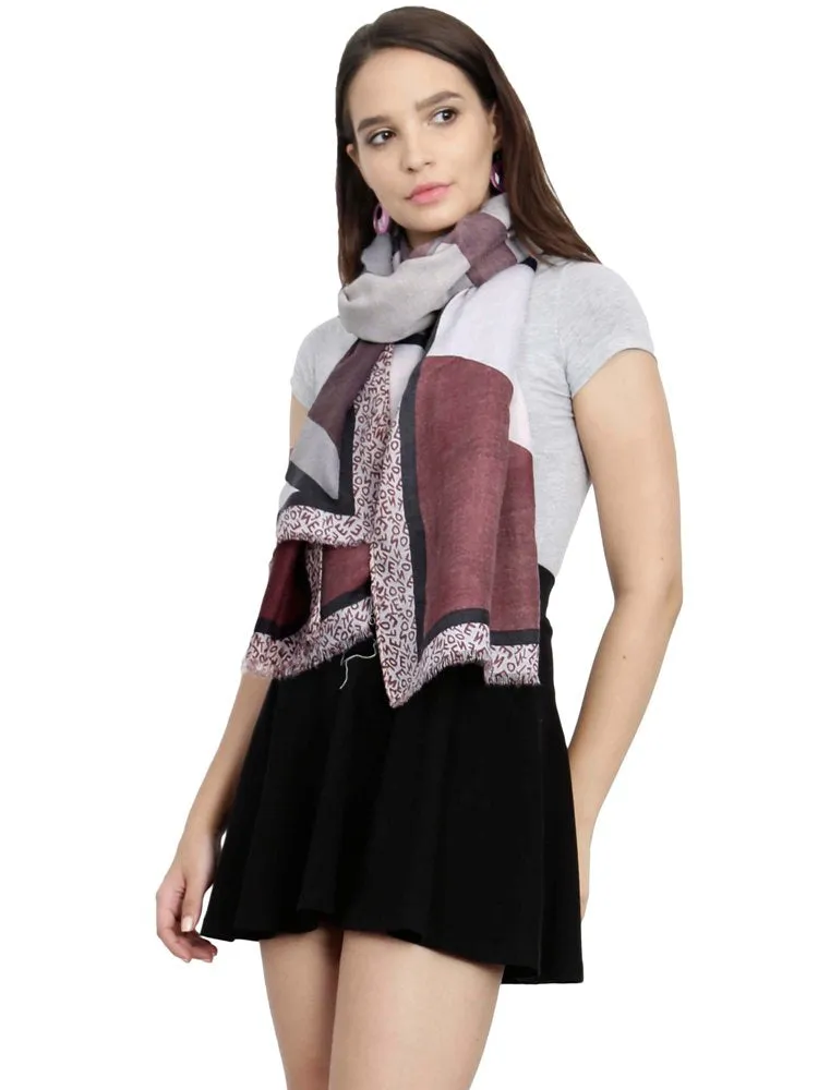 FabSeasons Peach Cotton Viscose Abstract Printed Soft & Stylish Scarf