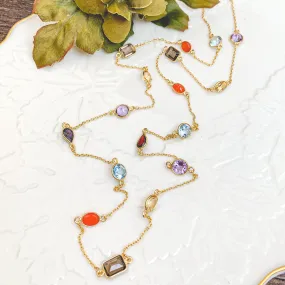 Faceted Mixed Gems Layering Necklace