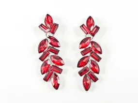 Fancy Elegant Leaf Style Ruby Color Dangle Fashion Earrings