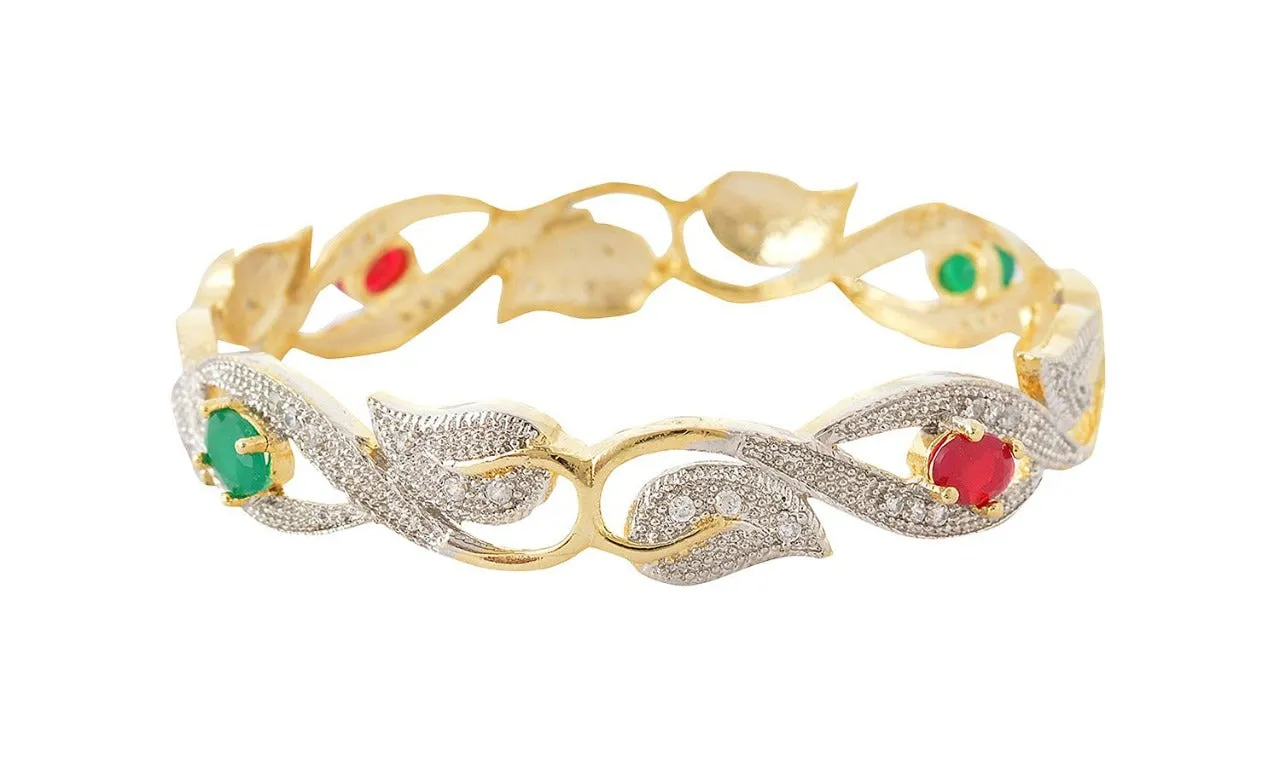 Fancy Golden plated American diamond Studded Bangle Set for Women and Girls