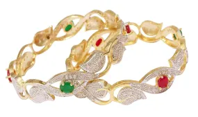 Fancy Golden plated American diamond Studded Bangle Set for Women and Girls