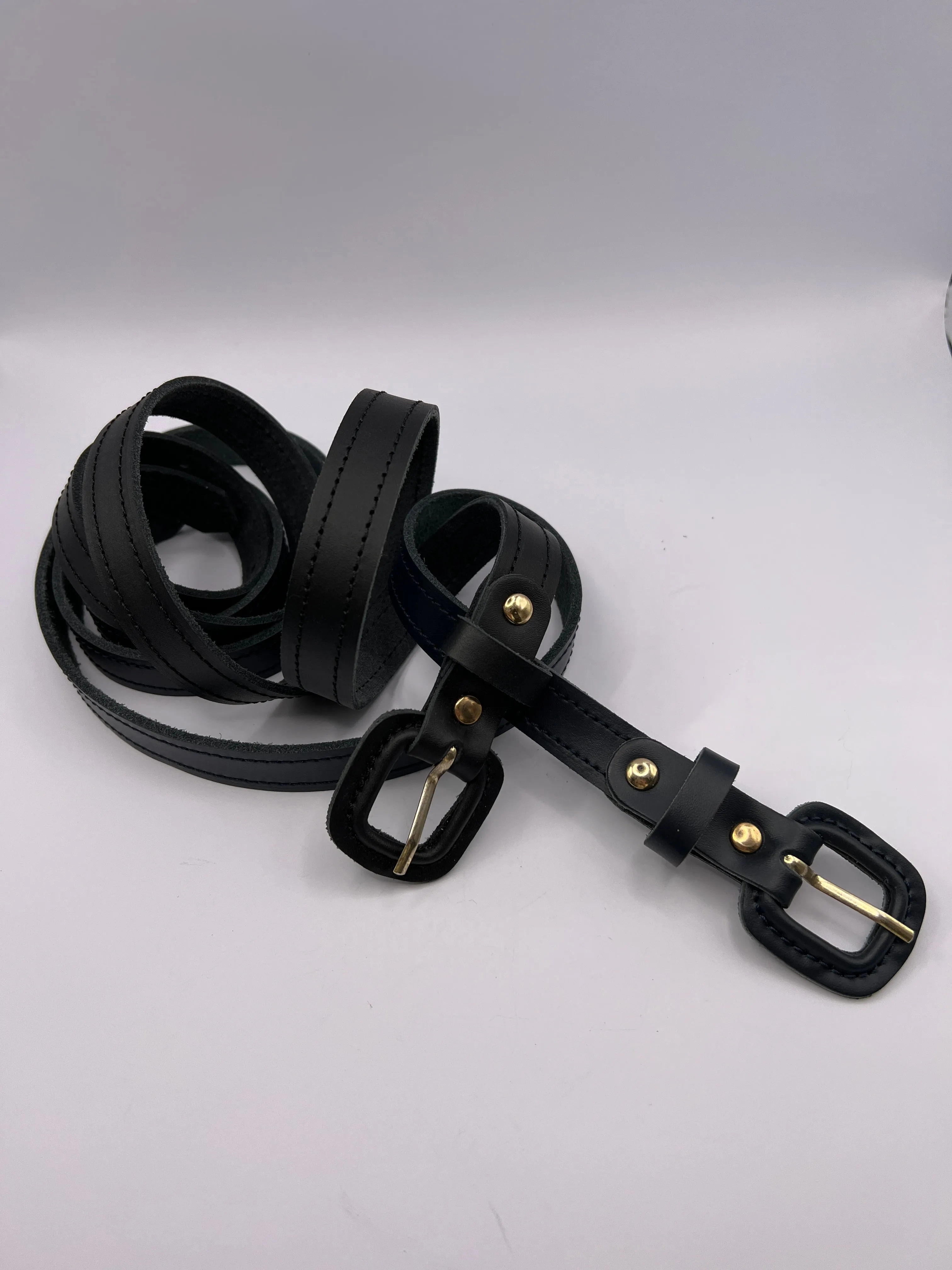 Finest Black and Marine Belt with Gold Adornment (pack of 2)