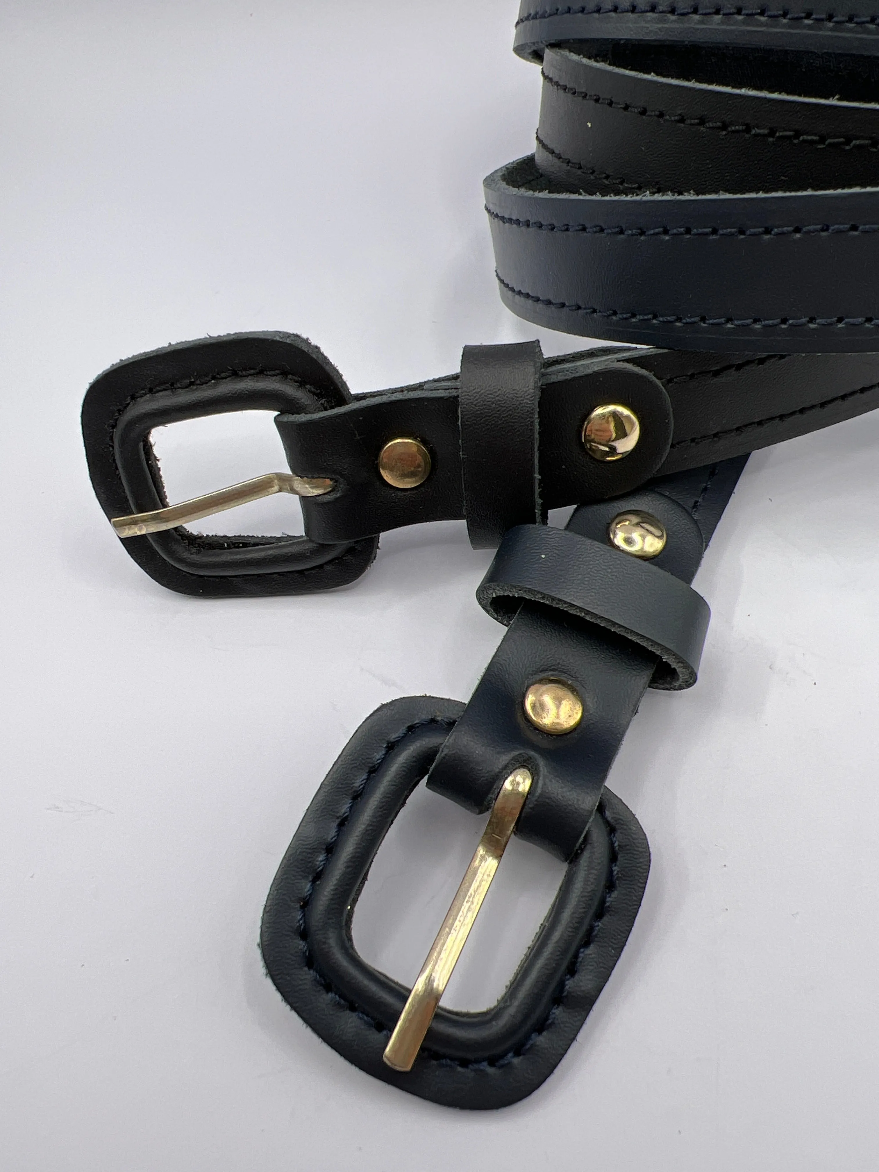 Finest Black and Marine Belt with Gold Adornment (pack of 2)