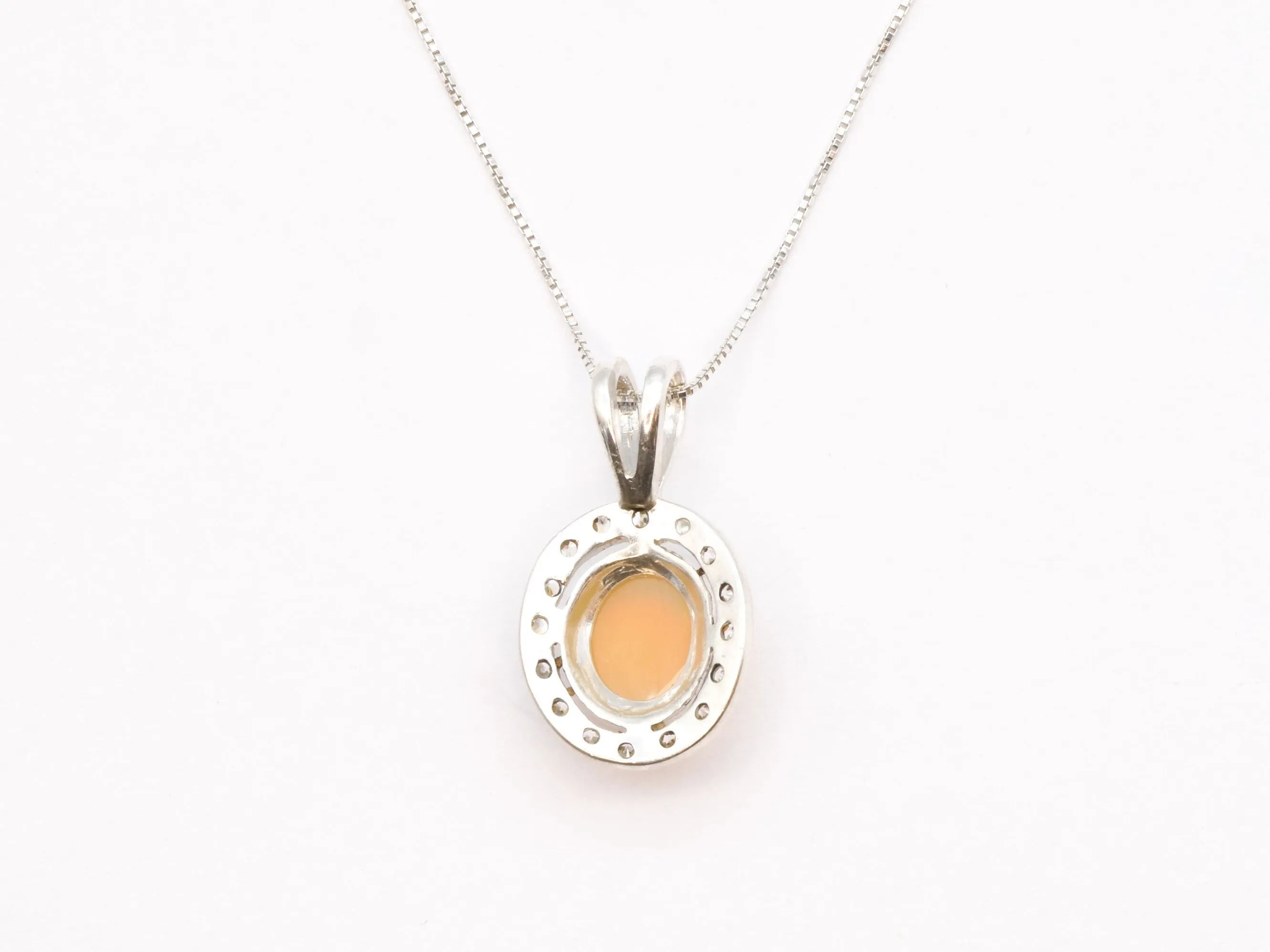 Fire Opal Pendant - Natural Opal Necklace - Vintage Oval Necklace